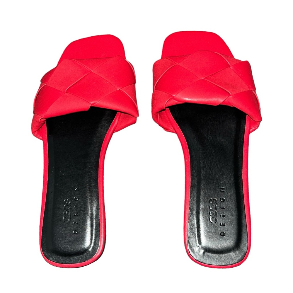 ASOS Design Red Slides Size 4